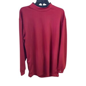 Wedge Golf Mens Med Layered Look Mock Neck Pullover Long Sleeve Stretch Dark Red